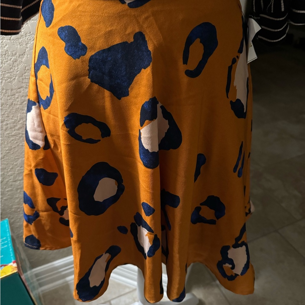 NEW PhillipLim Flare Skirt Orange/Rust/Blue LeopardPrint waist14” length… - Picture 5 of 6